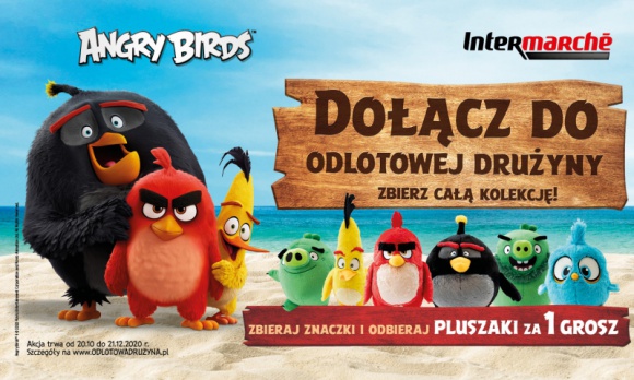 Angry Birds w Intermarché – nowa akcja lojalnościowa sieci BIZNES, Handel - „Odlotowa drużyna” z maskotkami Angry Birds to nowa akcja promocyjna sieci supermarketów spożywczych Intermarché. Klienci mogą zbierać naklejki i wymieniać je na pluszaki z popularnej wśród dzieci i dorosłych gry, a także filmu animowanego.